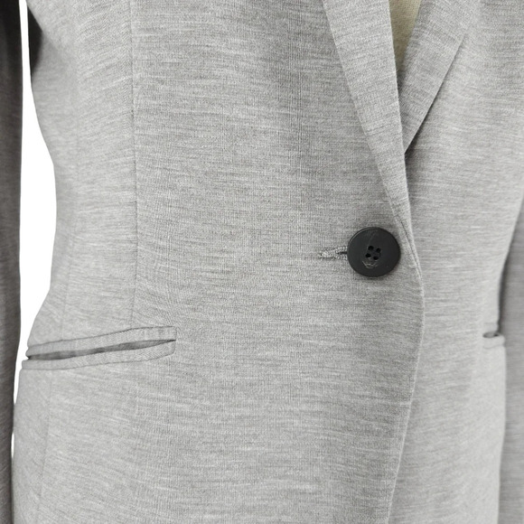 H&M Blazer Gray Long Sleeve 1 Button Lined Lightweight Career Jacket - Picture 3 of 8
